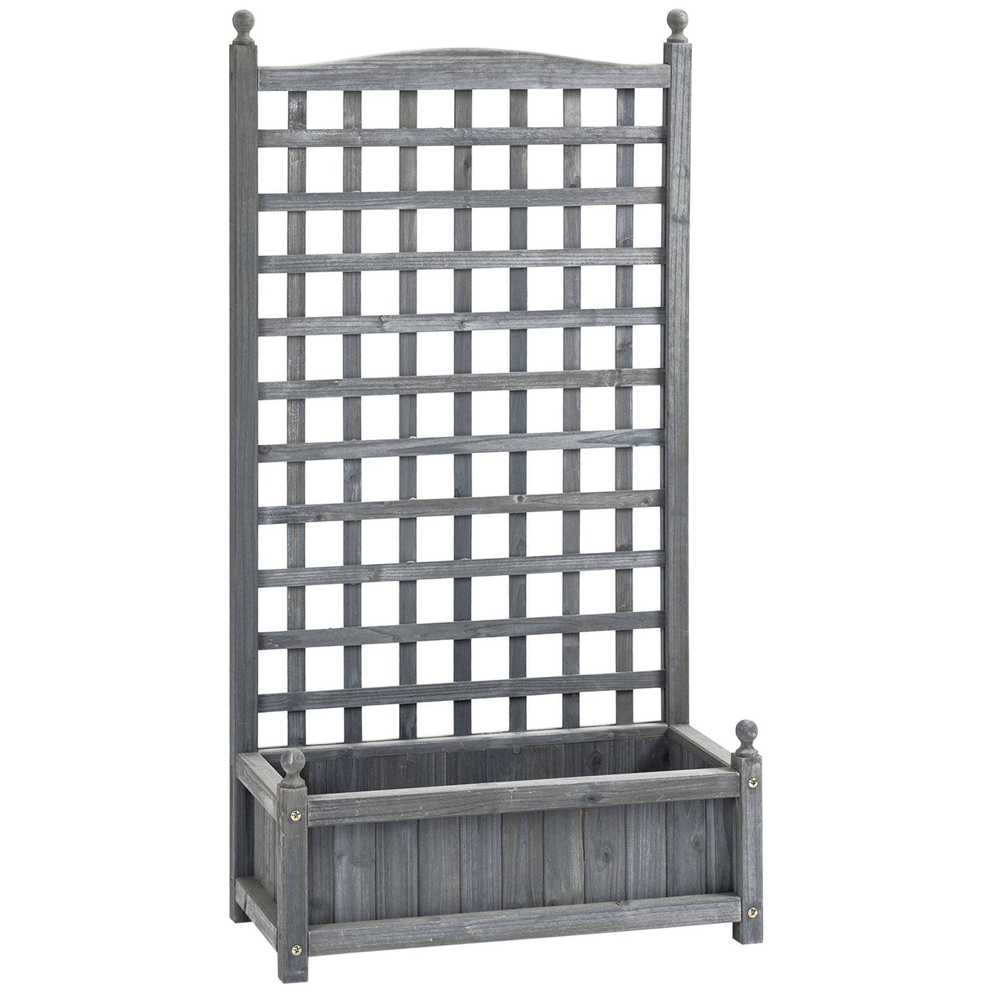 Wood Planter Box with Trellis for Climbing Vines, 25.2"x11"x47.2", Grey Wooden Planter Boxes Grey  at Gallery Canada