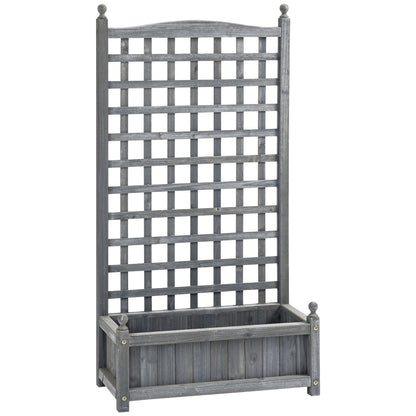 Wood Planter Box with Trellis for Climbing Vines, 25.2"x11"x47.2", Grey Wooden Planter Boxes Grey  at Gallery Canada