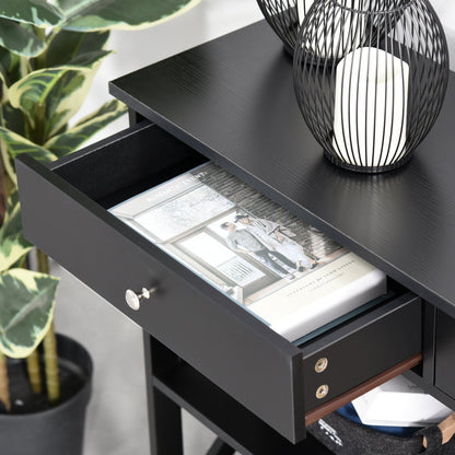 Console Table Sofa Side Desk with Storage Shelves Drawers X Frame for Living Room Entryway Black Console Tables   at Gallery Canada