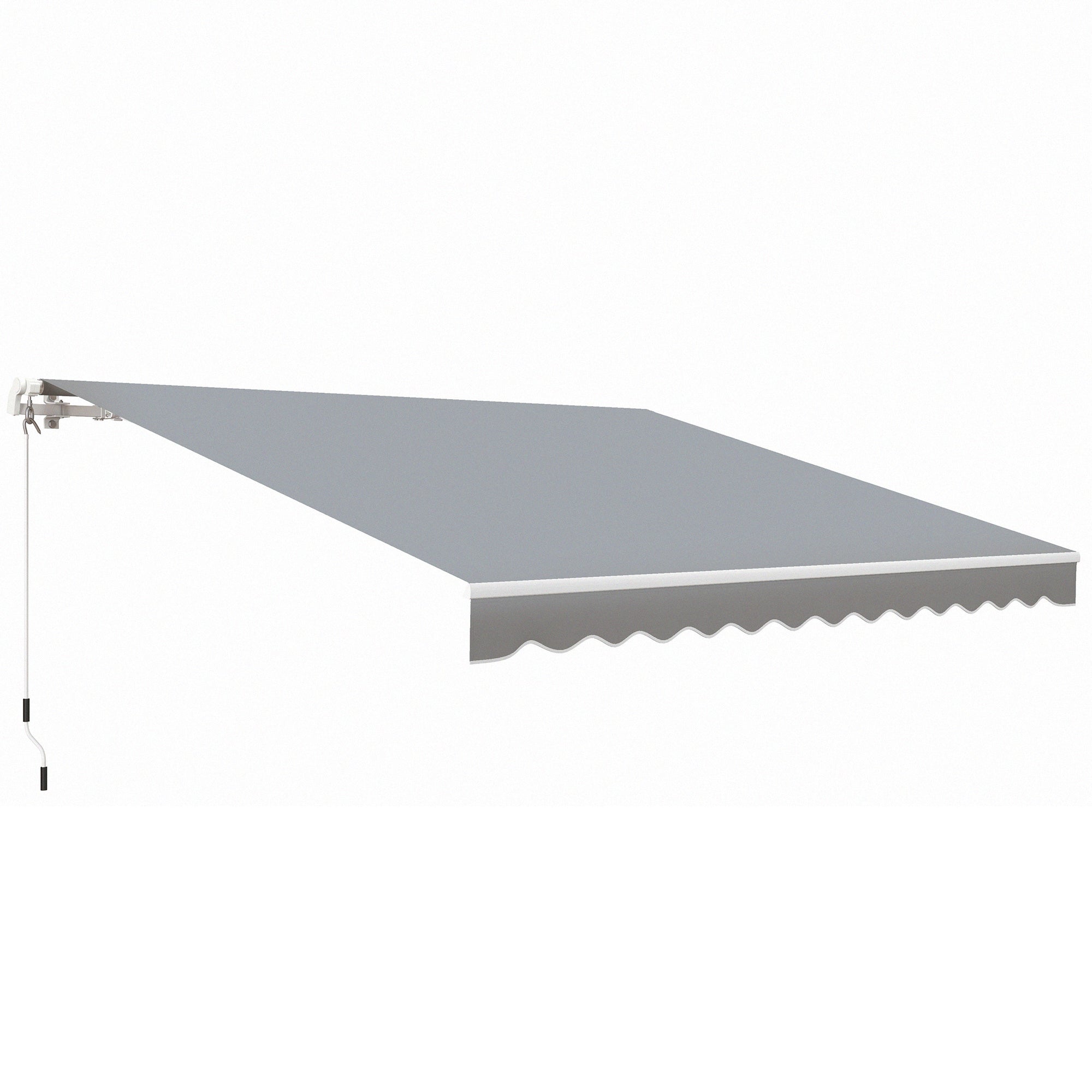 12' x 10' Retractable Awning Patio UV Resistant Fabric and Aluminum Frame for Deck, Balcony, Yard, Grey Deck Awnings Grey at Gallery Canada