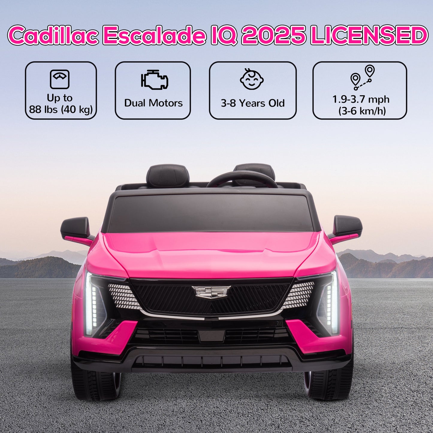 2-Seater Ride on Truck, 12V Cadillac Escalade Licensed Kids Electric Car with Remote , Spring Suspension, Pink Electric Toy Cars   at Gallery Canada