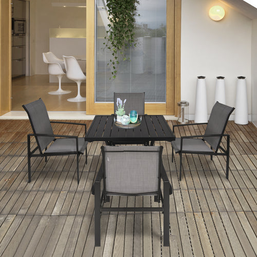 5pc Patio Garden Table Set Outdoor Furniture Dining Set w/ Metal Slat Finish and 1.75