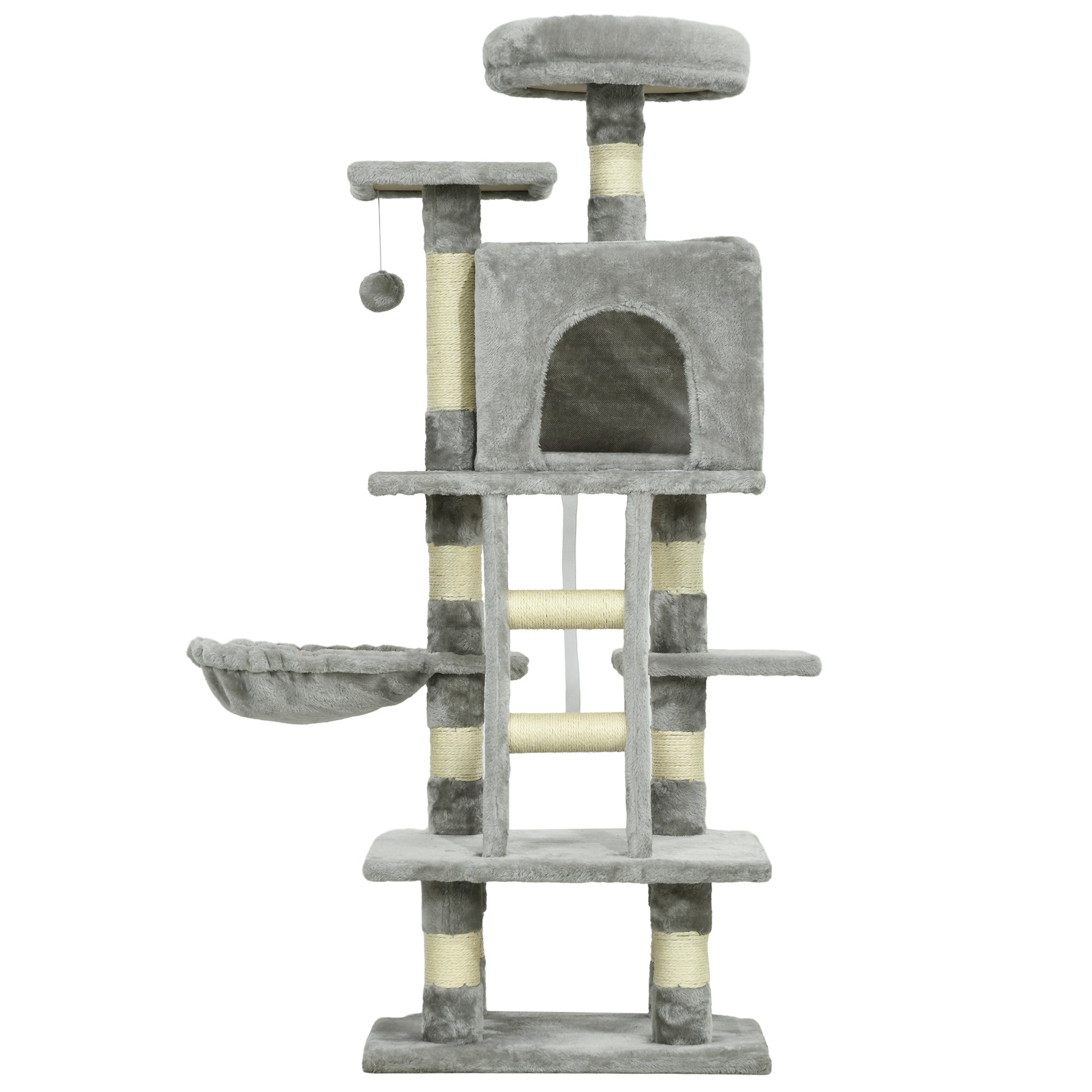 49 Inch Large Cat Tree for Indoor Cats, Light Grey Cat Towers White and Grey  at Gallery Canada