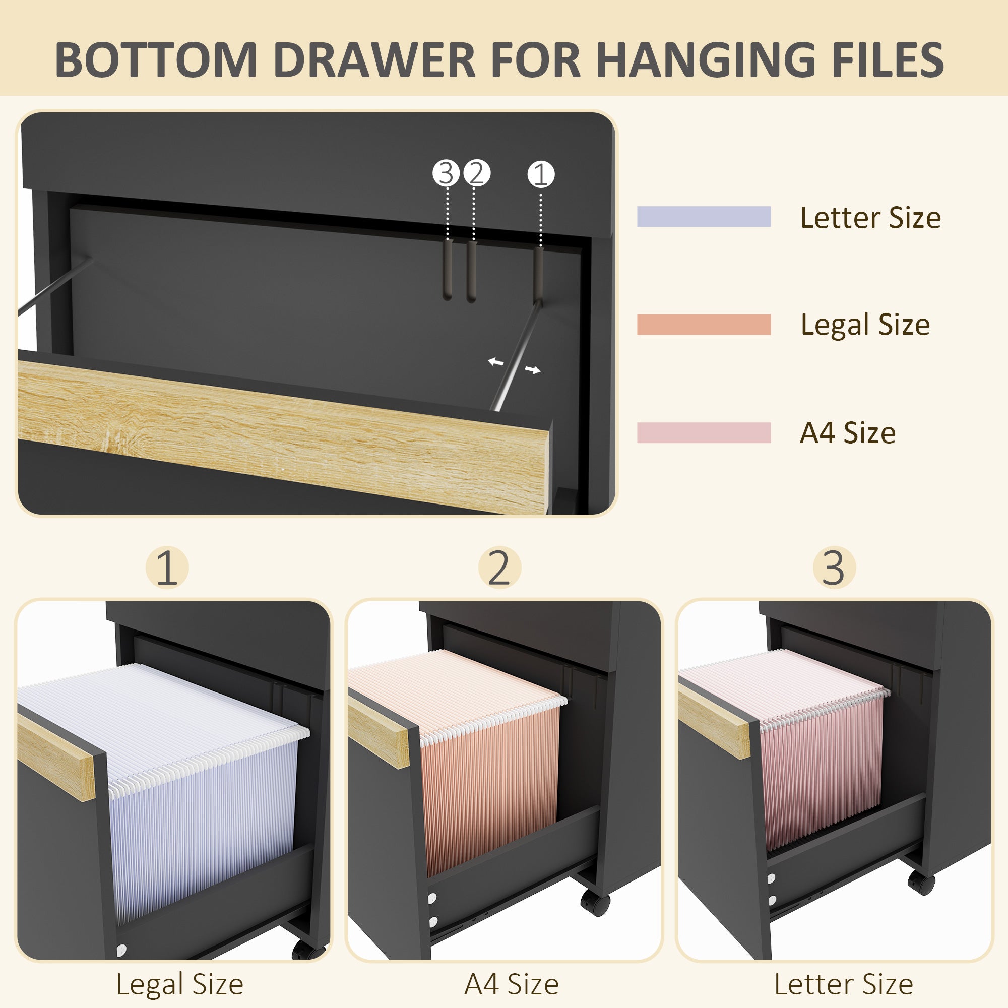 Mobile Filing Cabinet, Office Storage Printer Stand with 5 Wheels and 2 Drawers Office Cabinets & Cupboards at Gallery Canada
