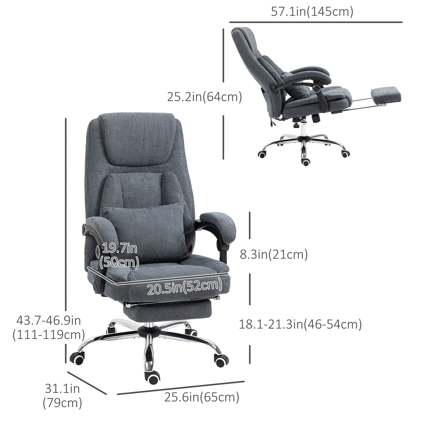 Massage Office Chair with Kneading, Swivel Fabric Recliner Chair with Footrest, Armrest, Grey Massage Chairs   at Gallery Canada