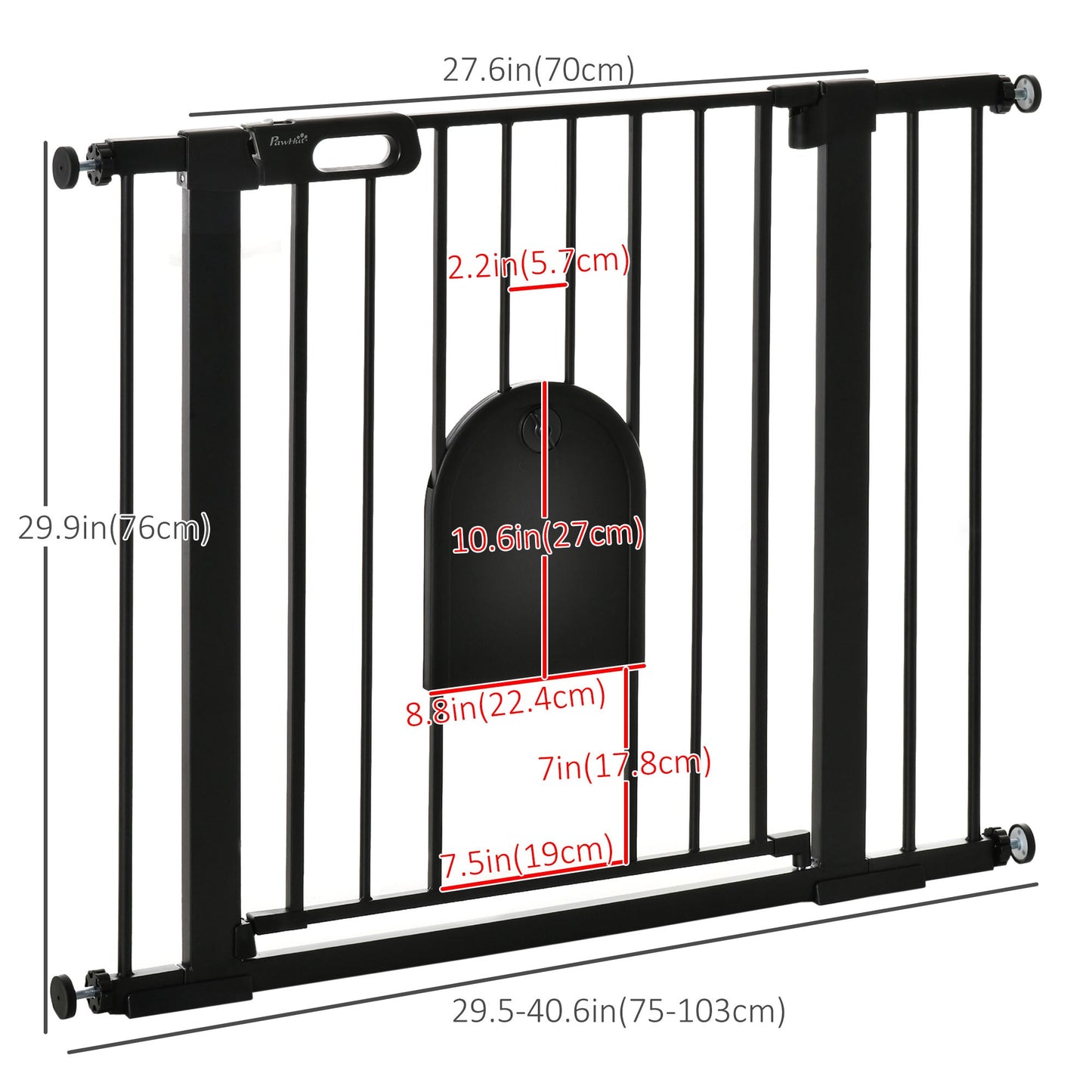 Extra Wide Pet Gate with Cat Door, Auto Close, Double Locking, Black Houses, Kennels & Pens   at Gallery Canada