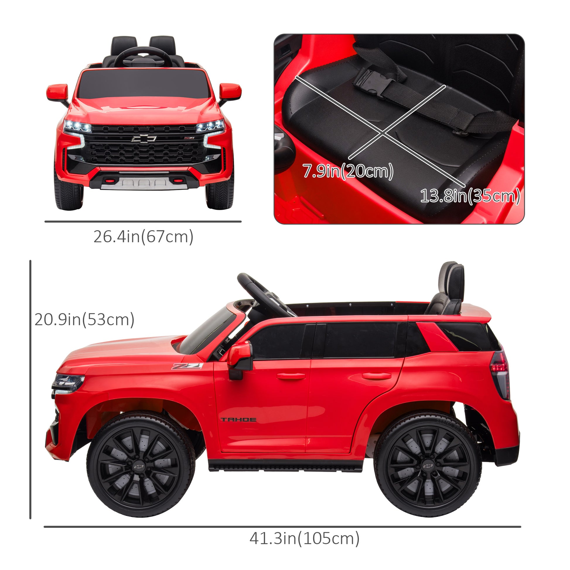 12V Licensed Chevrolet TAHOE Ride On Car with Remote Control for 3-6 Years Old, Red Electric Toy Cars   at Gallery Canada