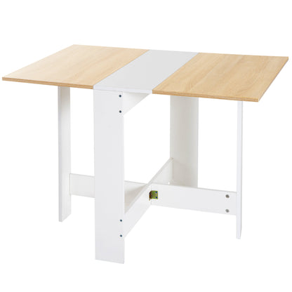 Drop Leaf Dining Table Wood Folding Table Multi-Use Side Table Dining Desk Space Saving Table, White/Oak Bar Tables & Dining Tables   at Gallery Canada