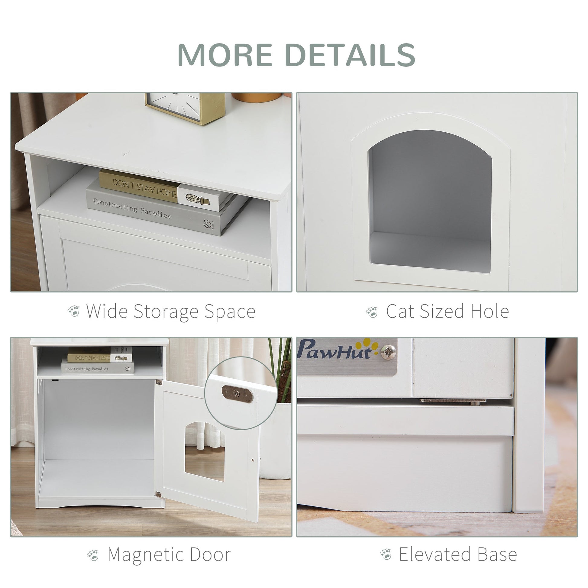 Cat Litter Box Enclosure Hidden Cabinet Cat Furniture Indoor Cat Washroom Nightstand End Table with Cat-sized Hole Wide Tabletop Storage Shelf White Cat Litter Box Enclosures   at Gallery Canada