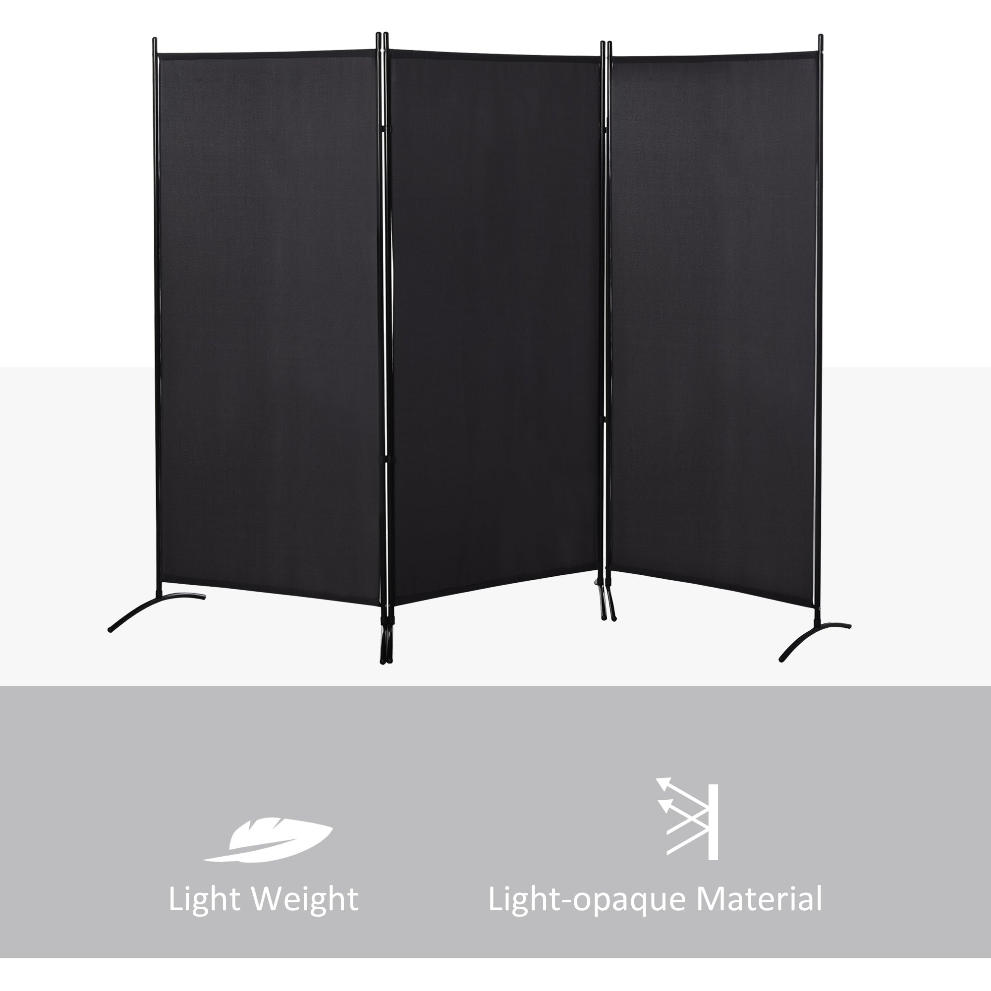 6' 3 Panel Room Divider, Double Hinged Folding Wall Divider, Indoor Privacy Screen for Home Office, Black Room Dividers   at Gallery Canada