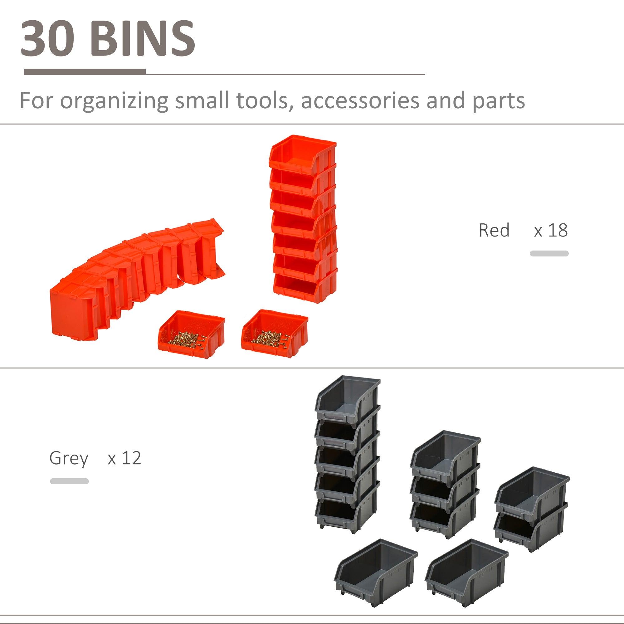 Wall Mounted Storage Bin Rack Tool Organizer with 30 Bins, Pegboard for Garage Workshops Red Tool Organizers at Gallery Canada