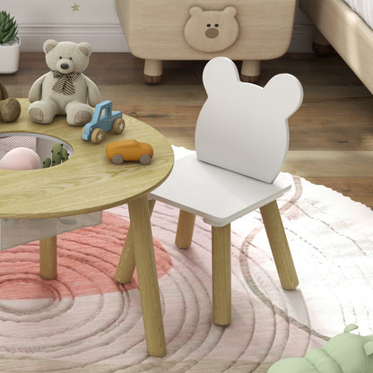 3 Pieces Kids Table and Chair Set, Activity Table and Chair Set with Bear-Shaped Chairs, Mesh Bag Kids Table Sets   at Gallery Canada