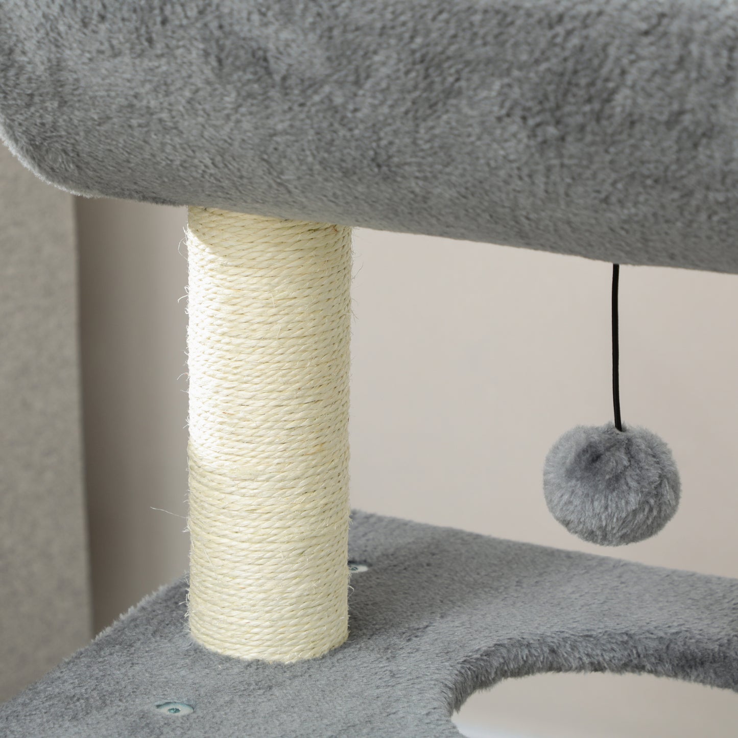 Small Cat Tree with Perch, Scratching Posts, Pad, Bed, Toy Balls, Light Grey Cat Posts   at Gallery Canada