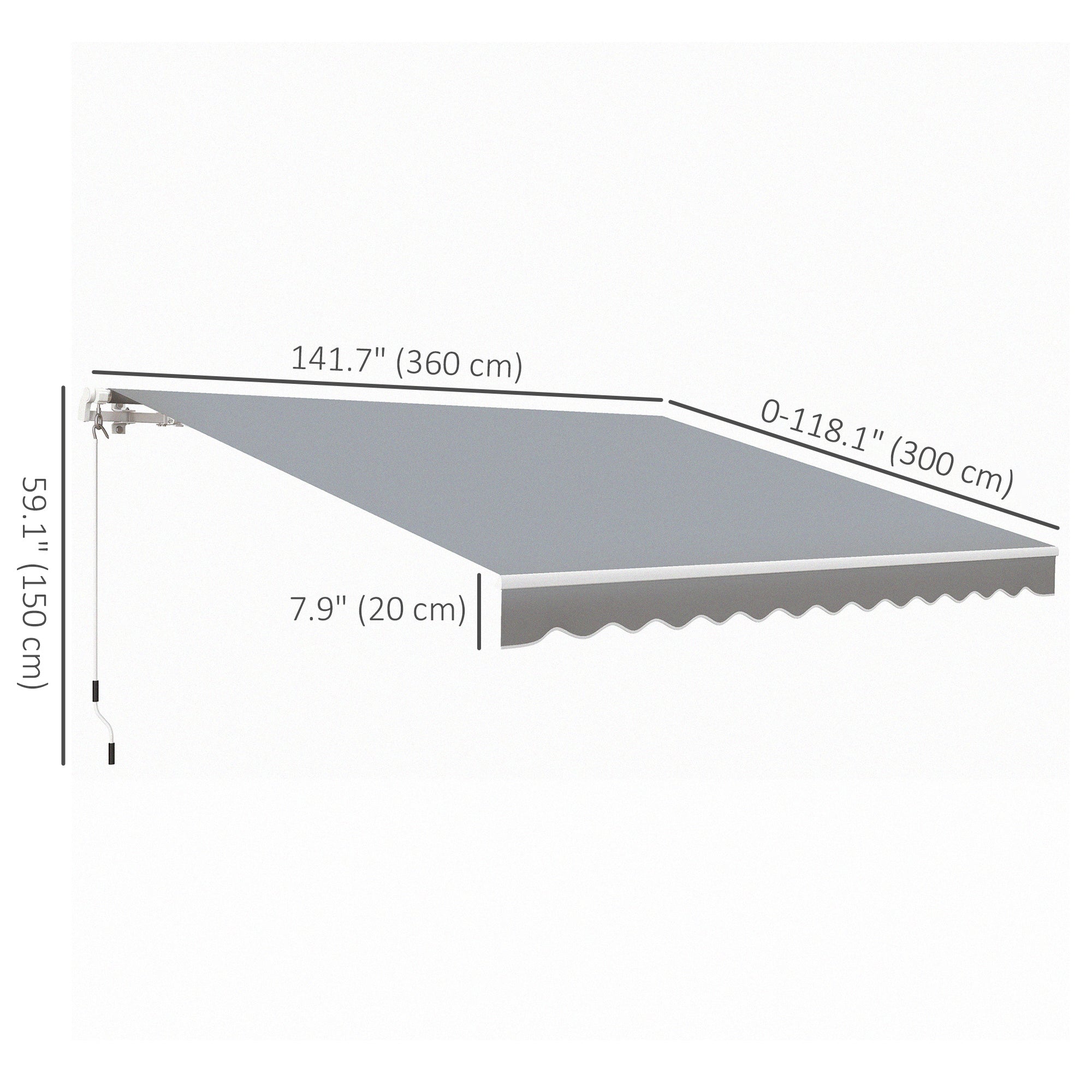 12' x 10' Retractable Awning Patio UV Resistant Fabric and Aluminum Frame for Deck, Balcony, Yard, Grey Deck Awnings at Gallery Canada