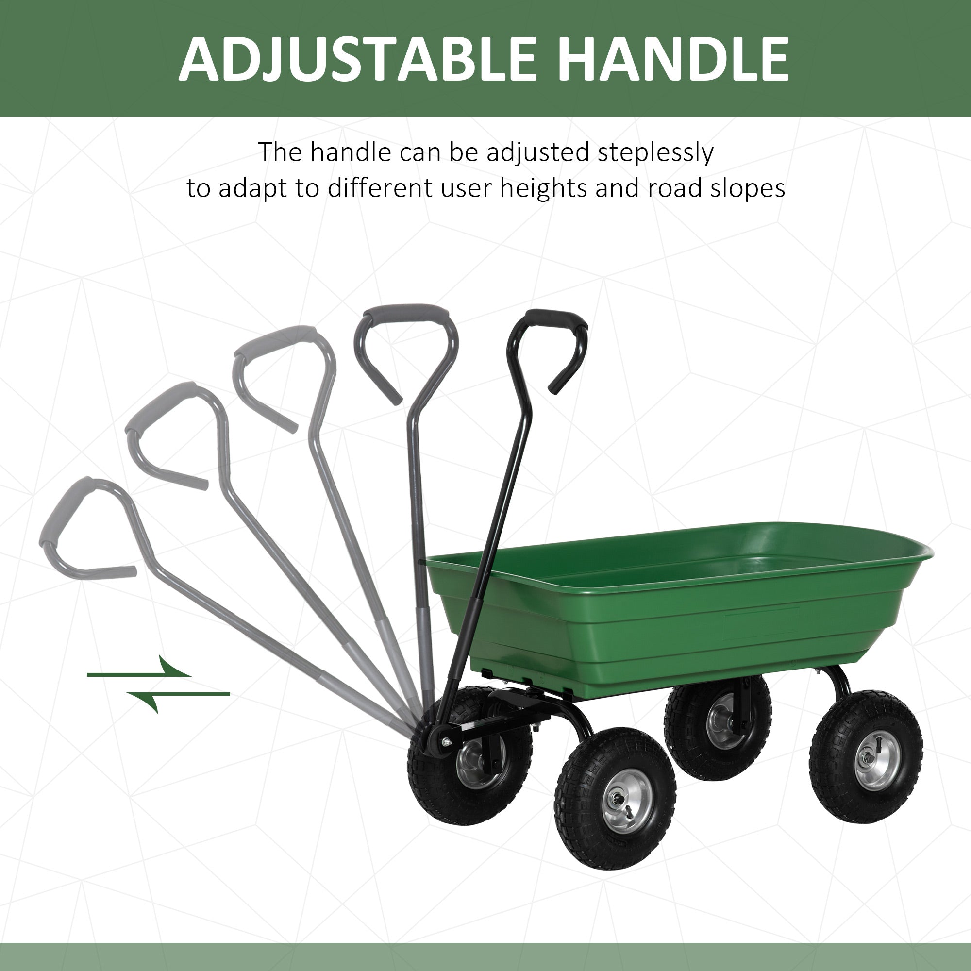 Steel Garden Cart with Handle and 10
