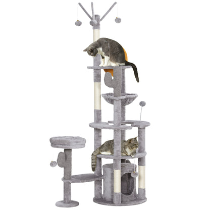 71" Cat Tree, Cat Tower with Scratching Posts, Sisal Pad, Cat Condo, Bed, Hammock, Platforms, Toy Balls, Light Grey Cat Towers   at Gallery Canada