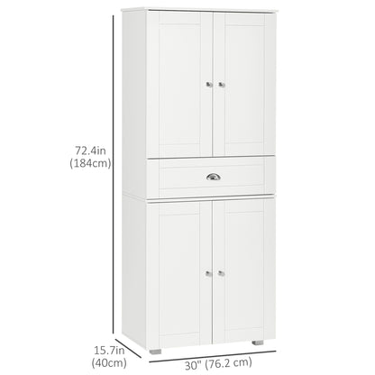 72" Kitchen Pantry Cabinet, Modern Kitchen Pantry Storage Cabinet with 4 Doors and 3 Adjustable Shelves, White Kitchen Pantry Cabinets   at Gallery Canada