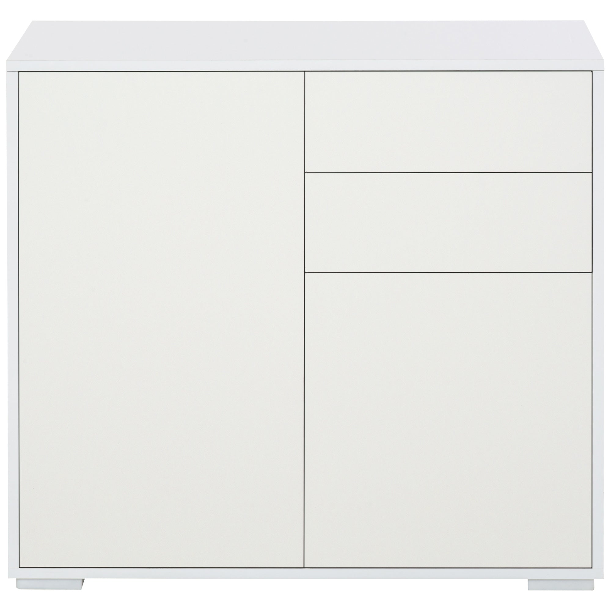 High Gloss Buffet Sideboard with 2 Drawers, 2 Doors and Adjustable Shelf, Kitchen Storage Cabinet with Push Open Design, White Bar Cabinets at Gallery Canada