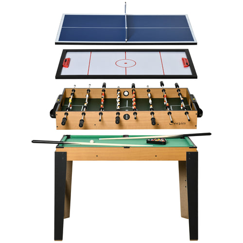 43'' 4-in-1 Multi-Gaming Table, Tabletop Billiards Hockey Table Tennis Foosball Game, Easy Set up for Whole Family