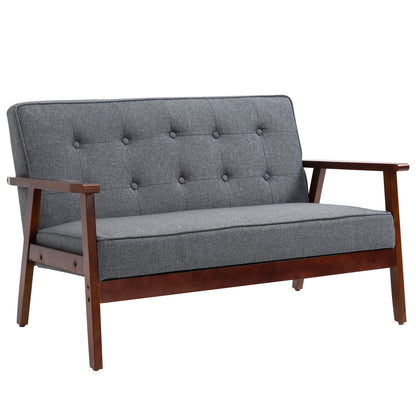 45" 2 Seat Sofa for Bedroom, Modern Upholstered Loveseat with Button Tufted Back and Wood Legs, Grey 2-Seater Sofas Multi Colour  at Gallery Canada