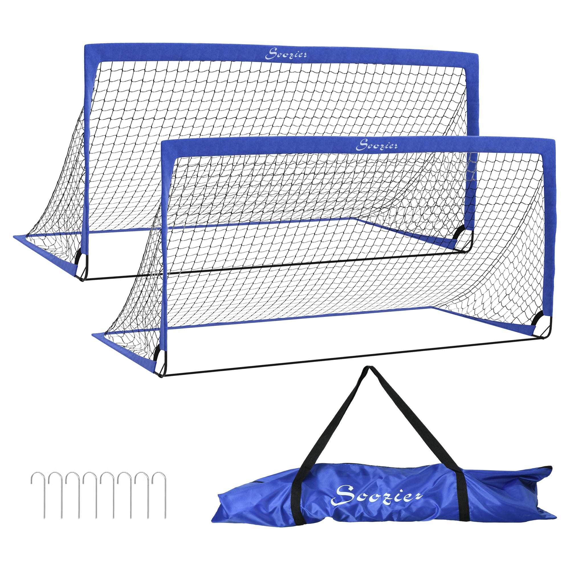 Set of 2 Soccer Nets for Backyard, Portable Soccer Goal for Practice with Carry Bag Football   at Gallery Canada