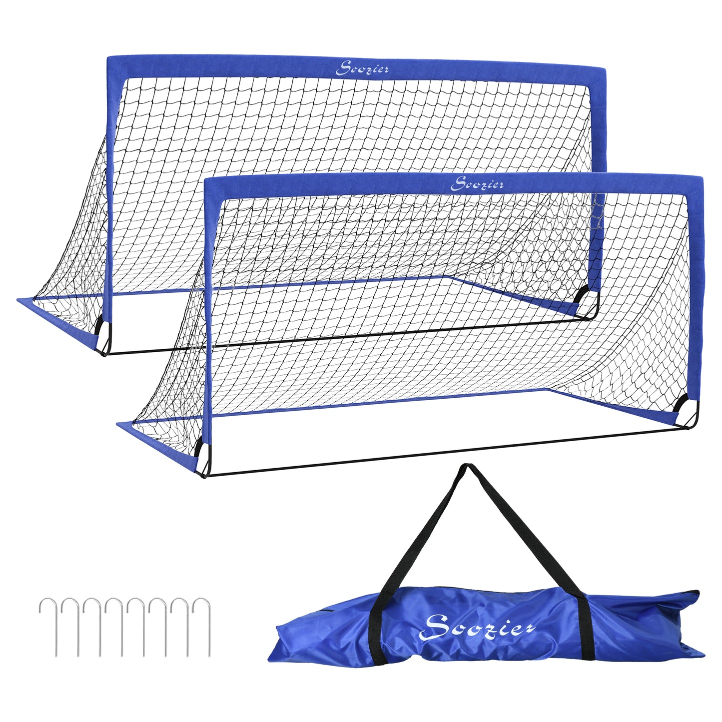 Set of 2 Soccer Nets for Backyard, Portable Soccer Goal for Practice with Carry Bag Football   at Gallery Canada