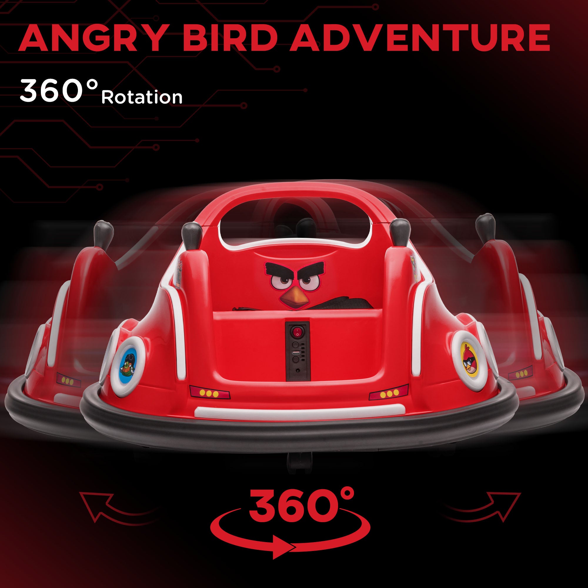 Angry Bird Licensed Electric Ride on Car, 12V Bumper Car for Kids w/ Dual Joysticks, 360 Degree Spin, Red Electric Ride On Toys   at Gallery Canada