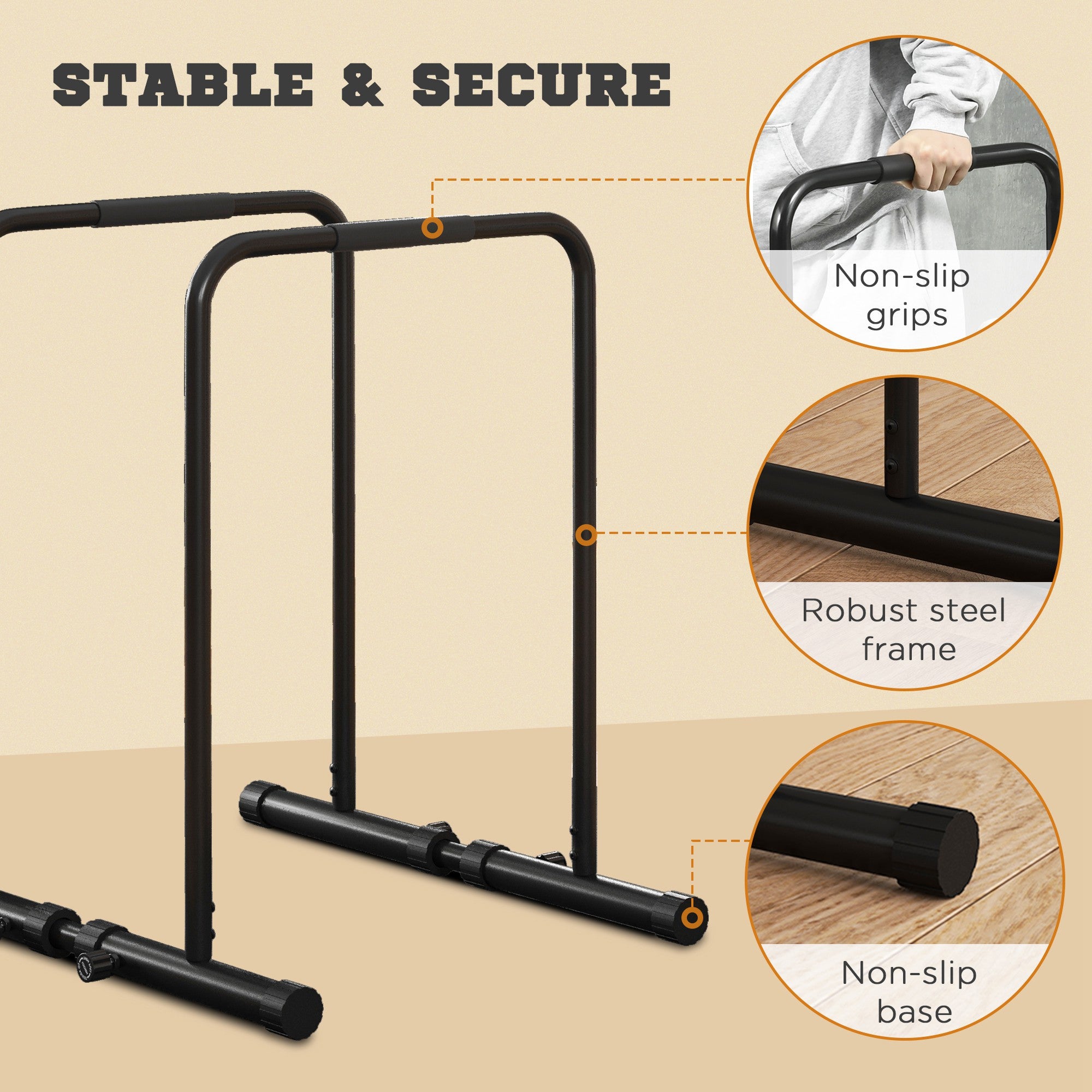 Adjustable Dip Station, Push Up Bars with 6 Width and 2 Height Levels for Home Gym Fitness Workout More-Strength Training Equipment   at Gallery Canada