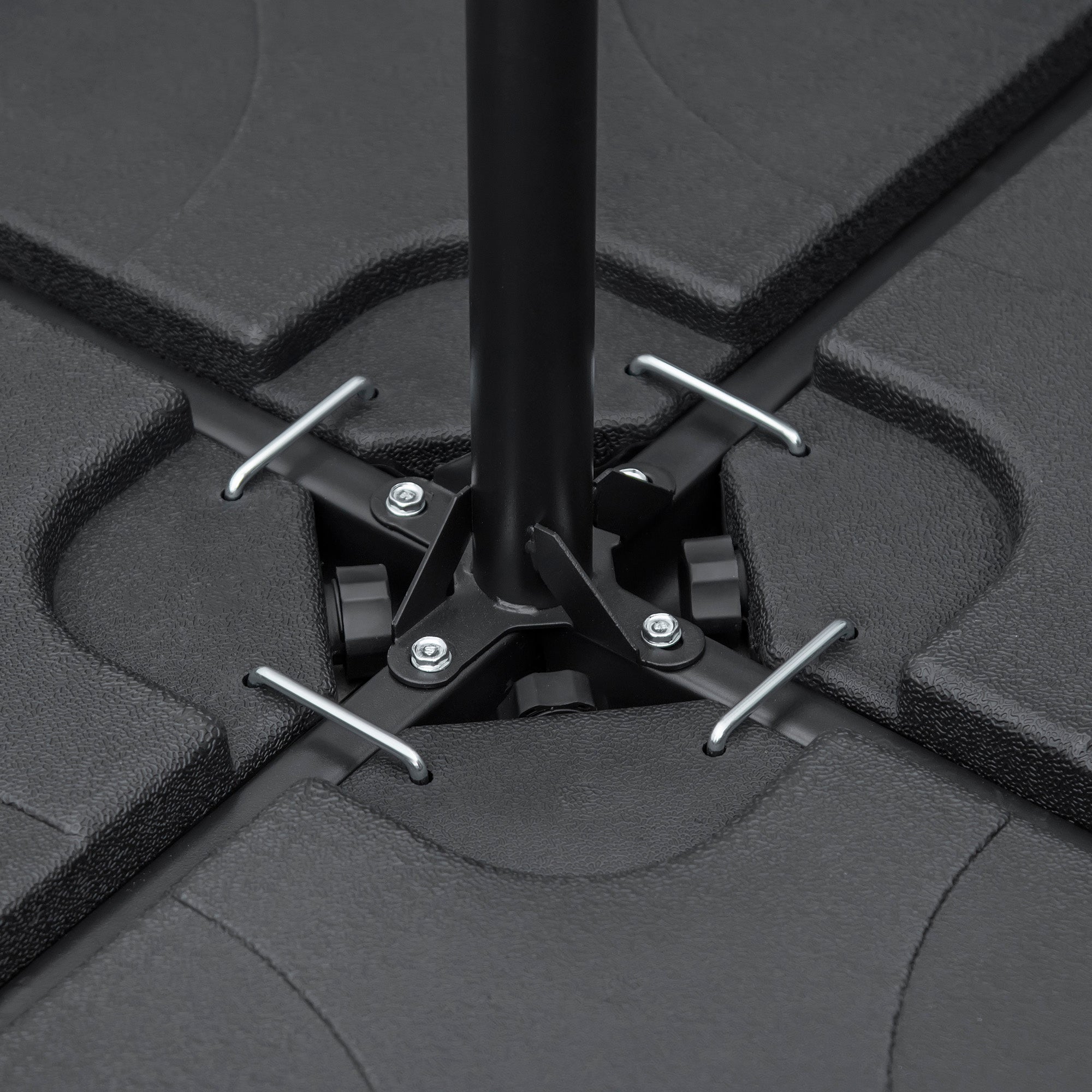 4 Piece Umbrella Base Stand w/ U Locking, 132 lb Capacity Water or 172 lb Capacity Sand, Black Umbrella Bases at Gallery Canada