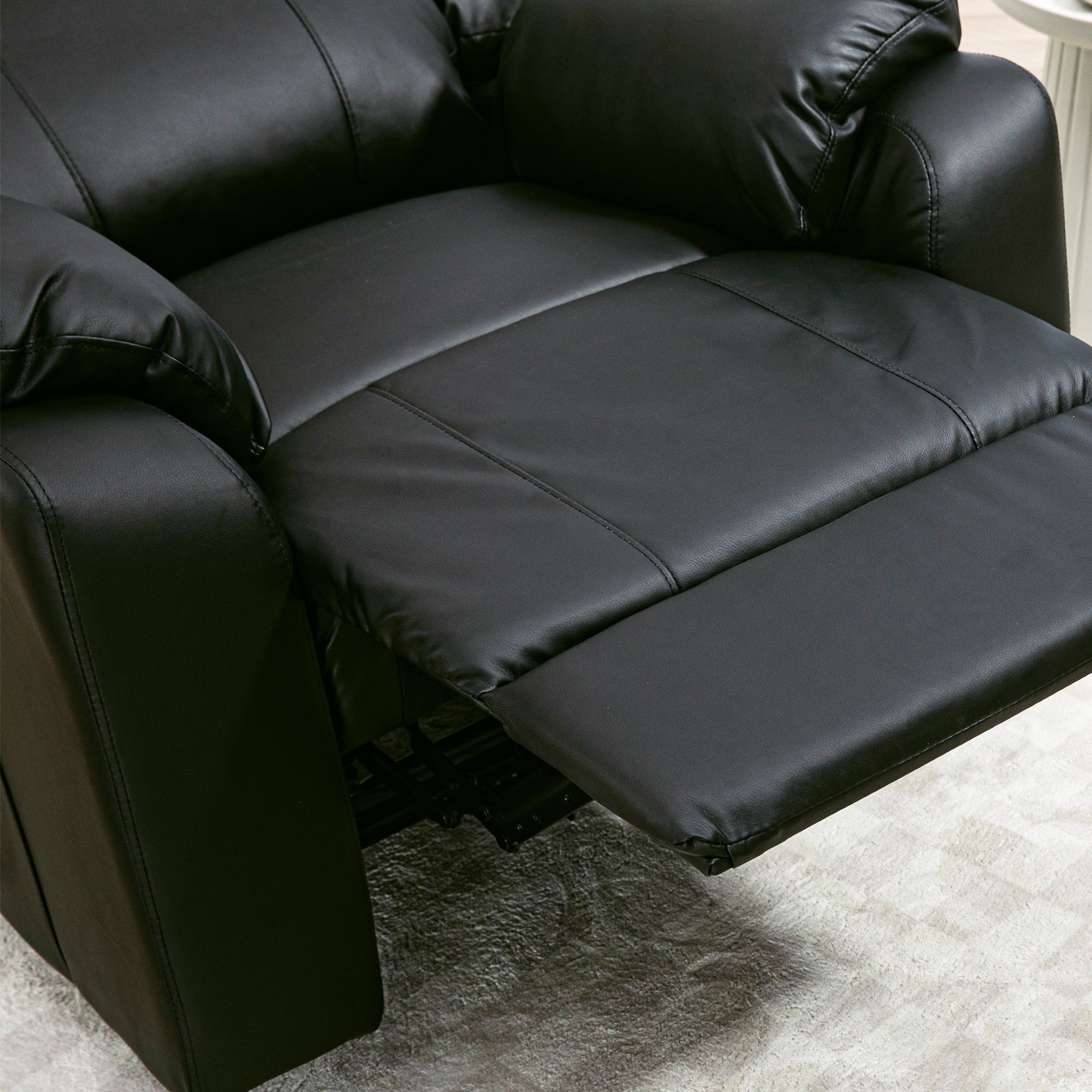 PU Leather Reclining Chair, Recliner Chair for Living Room with Footrest and 2 Side Pockets, Black Single Sofas   at Gallery Canada