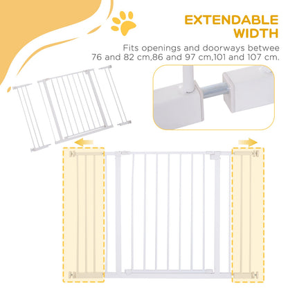 Pressure Fit Dog Gate Pet Barrier for stairs doorway, 29.9''- 42.1'' Width White Houses, Kennels & Pens   at Gallery Canada