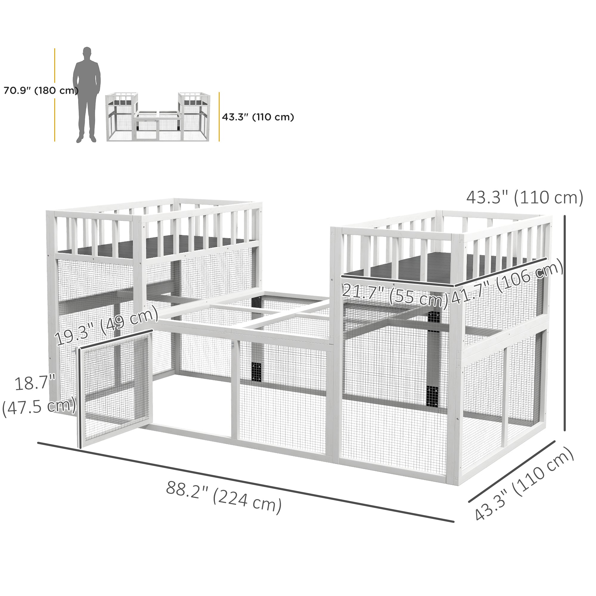 7.3' x 3.6' Wooden Chicken Coop Combinable Design with Storage Shelf for 2-4 Chickens, Ducks, Goose, Rabbits, White Chicken Coops at Gallery Canada