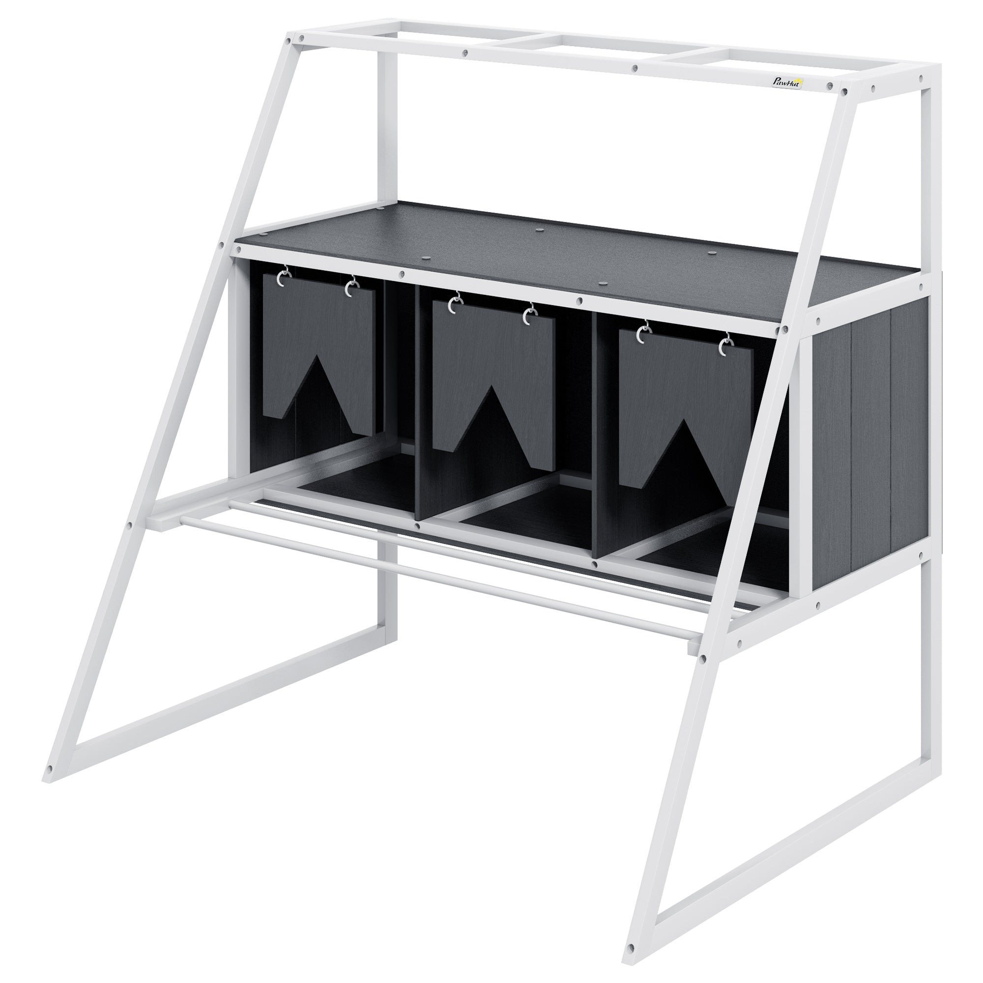 3 Compartments Nesting Boxes for Chickens with Privacy Curtains, Standing Perches, Up to 6-12 Hens Chicken Coops White, Grey at Gallery Canada