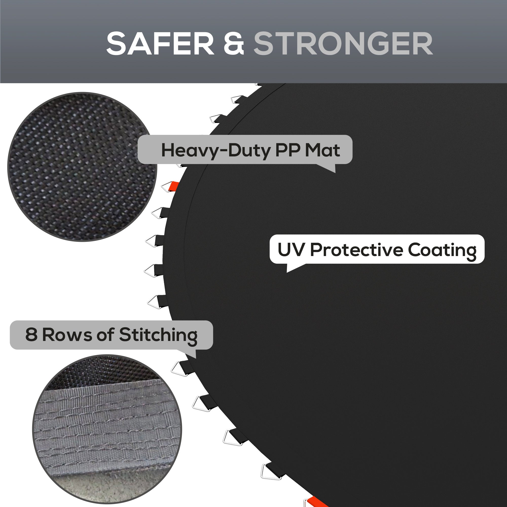 Trampoline Replacement Mat, Fits 14' Trampoline w/ 80 V-Hooks &; 5.5