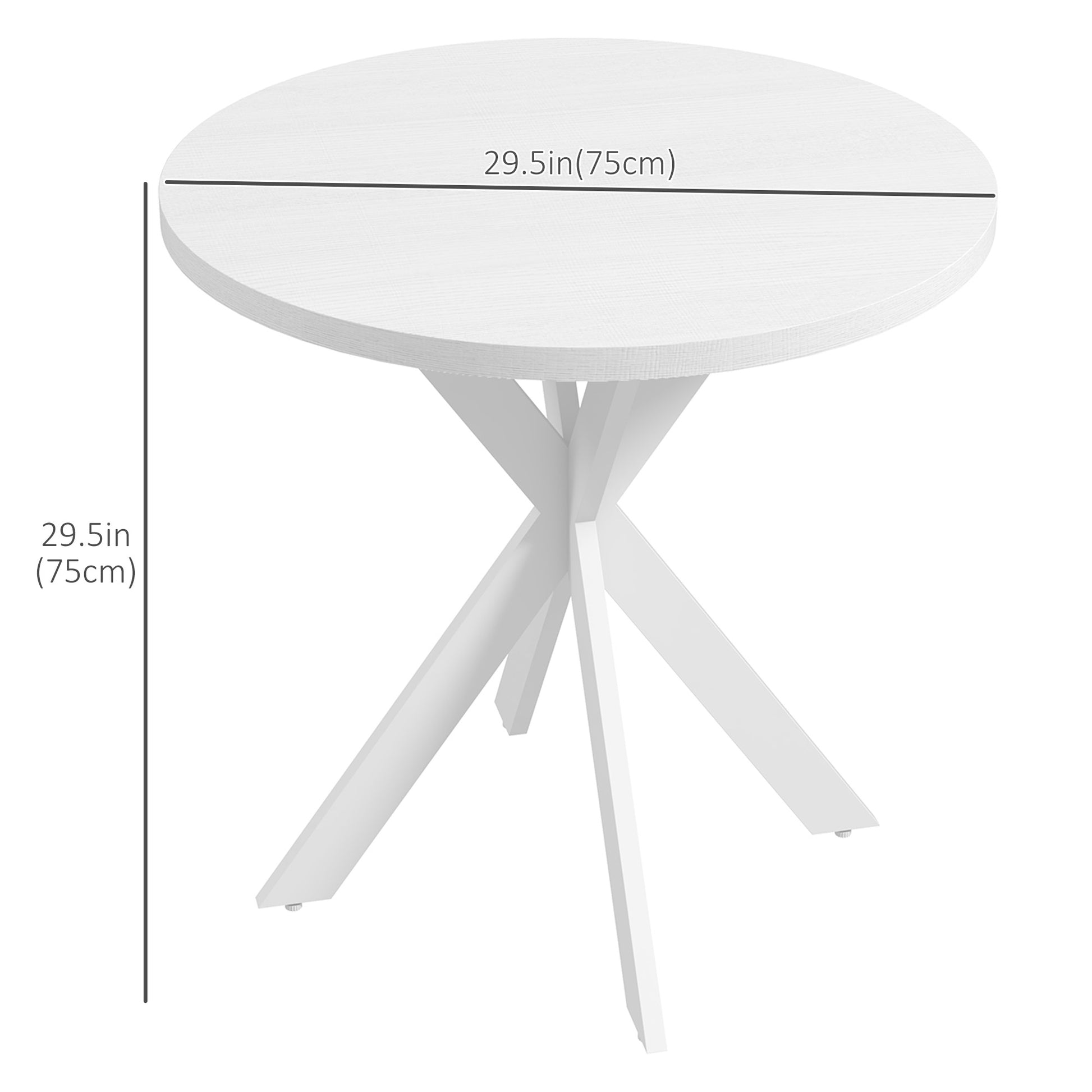 29" Dining Table, Contemporary Round Kitchen Table with Steel Legs, White Dining Tables   at Gallery Canada