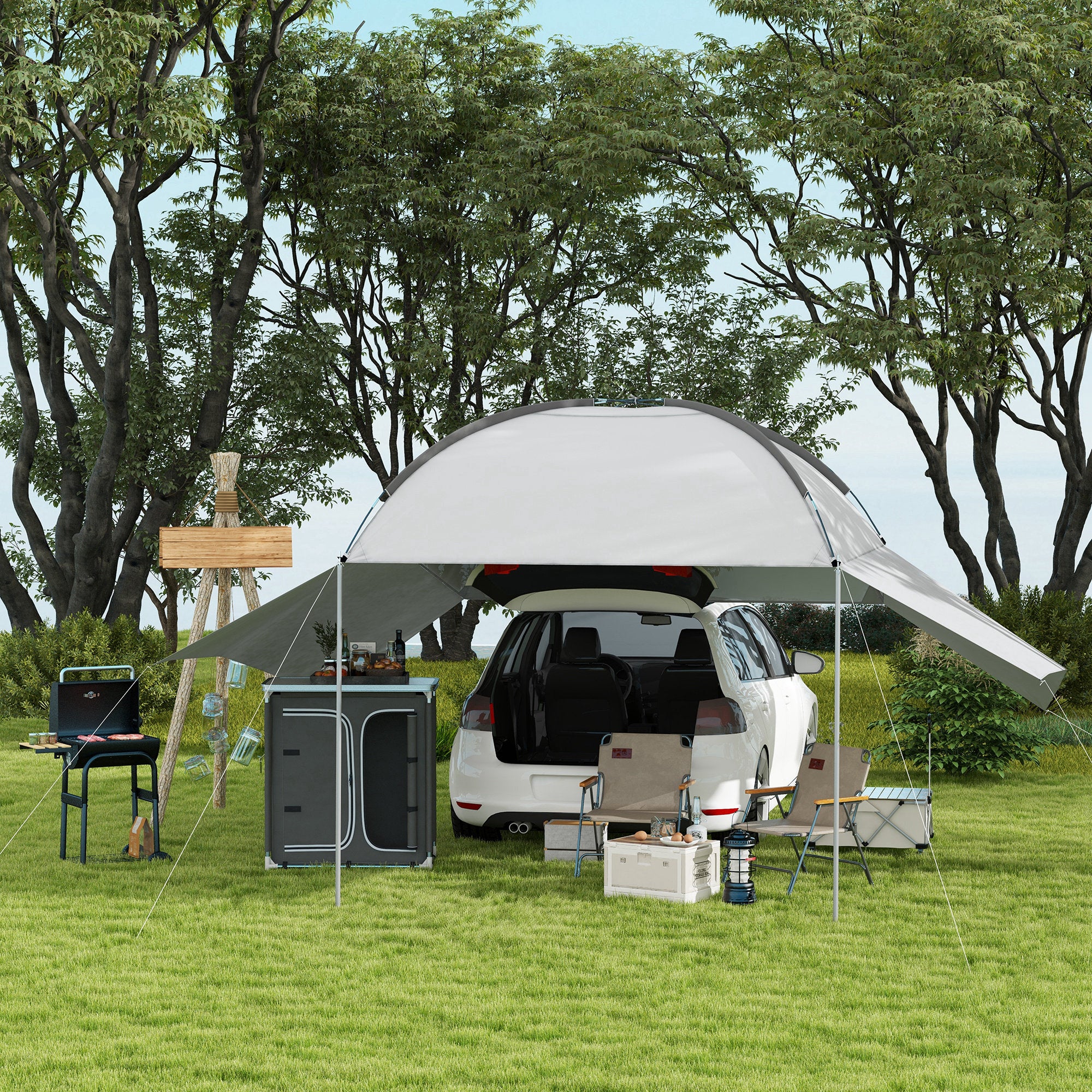 Portable SUV Tailgate Tent with Awning and 2 Side Walls, Rooftop Car Awning Sun Shelter, for Truck, RV, Van, Trailer Camping Tents at Gallery Canada