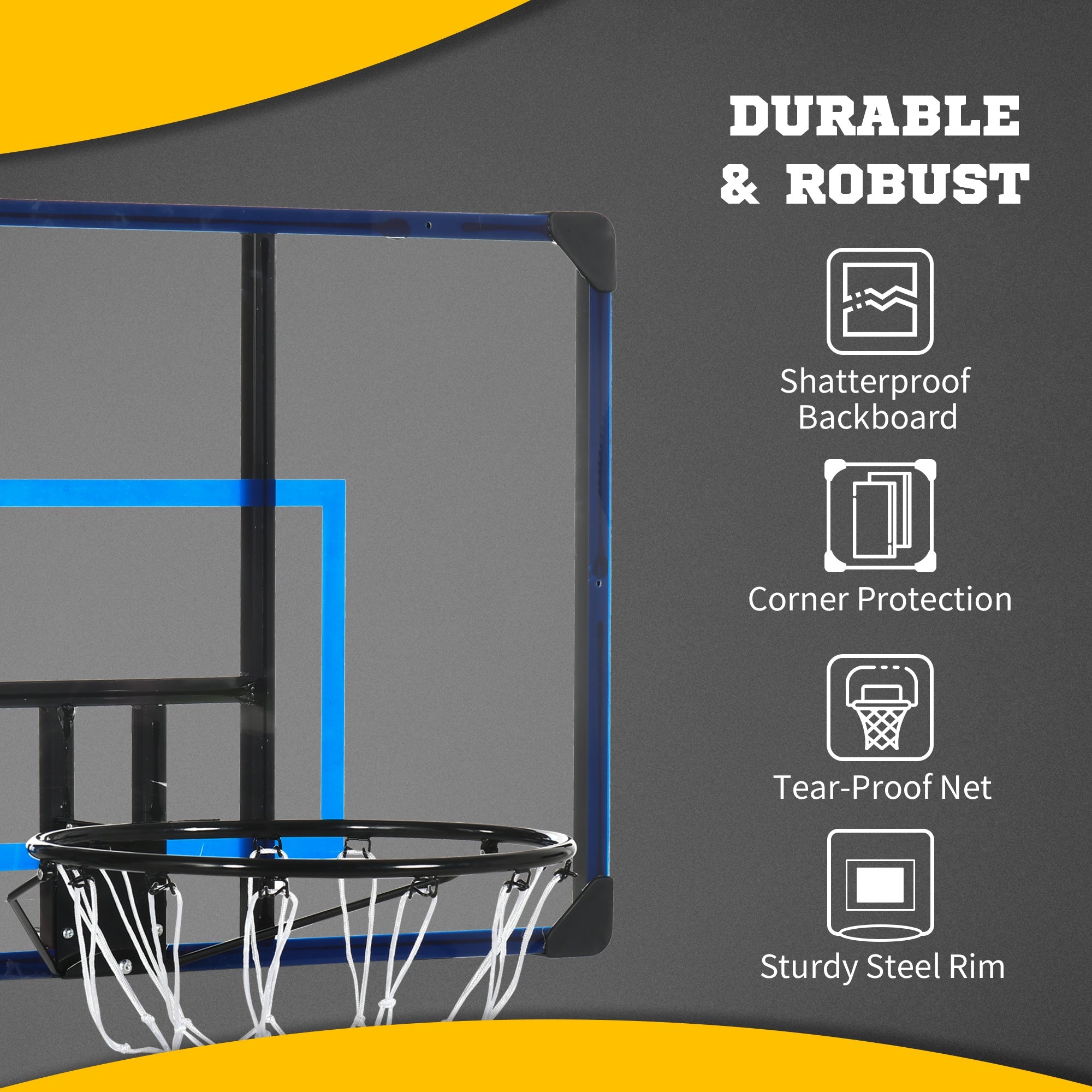 Wall Mounted Basketball Hoop, Mini Hoop with 45