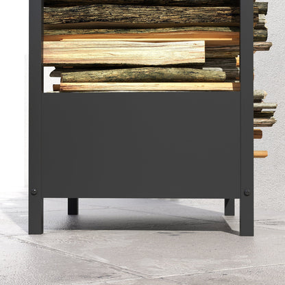 Firewood Rack, Log Holder for Fireplace, Outdoor Indoor Wood Storage Stacker, 15.4" x 13.8" x 29.9", Black Firewood Racks   at Gallery Canada