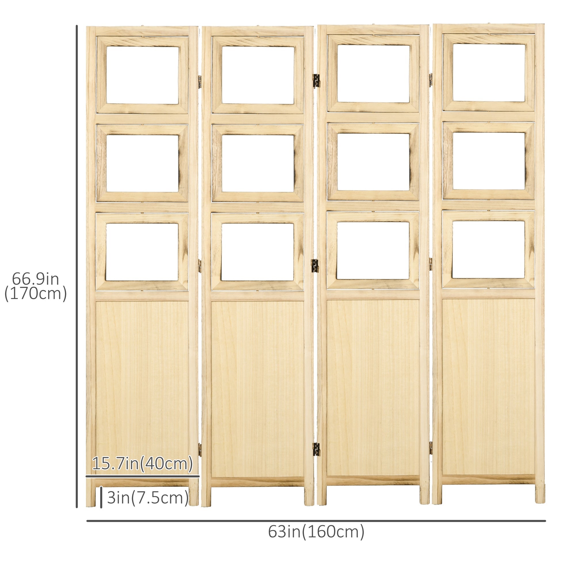 5.6 Ft. Tall 4-Panel Room Divider, Photo Frame Panel Freestanding Folding Privacy Screen Panels, Partition Wall Divider for Indoor Bedroom Office Room Dividers   at Gallery Canada