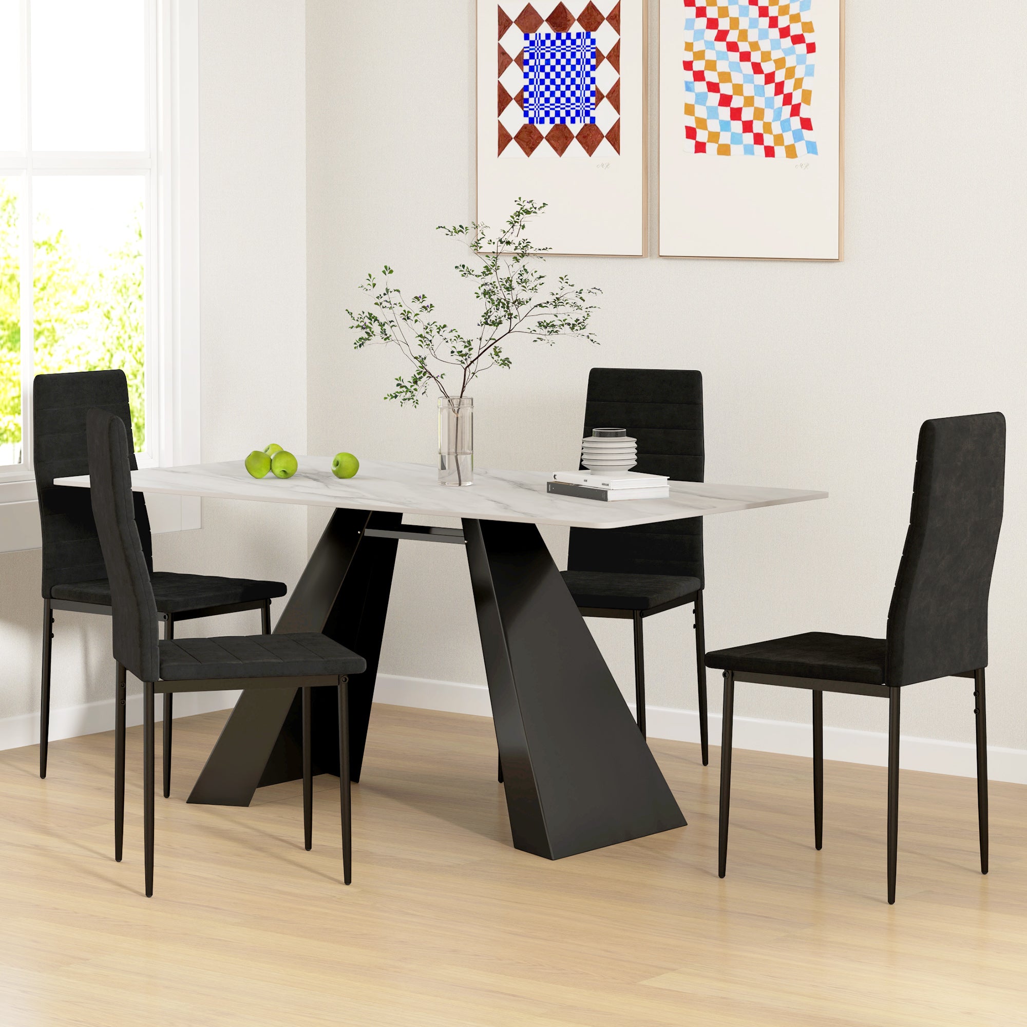 Modern Dining Chairs, Set of 4, High Back Upholstery and Metal Legs for the Living Room, Kitchen, Home Office, Black Dining Chairs   at Gallery Canada