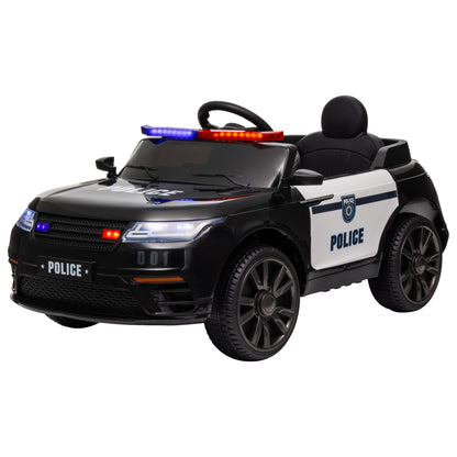 12V Kids Electric Police Car w/ Remote Control, Spring Suspension, Training Wheel, Siren, Music, Light, Horn, Black Electric Toy Cars   at Gallery Canada