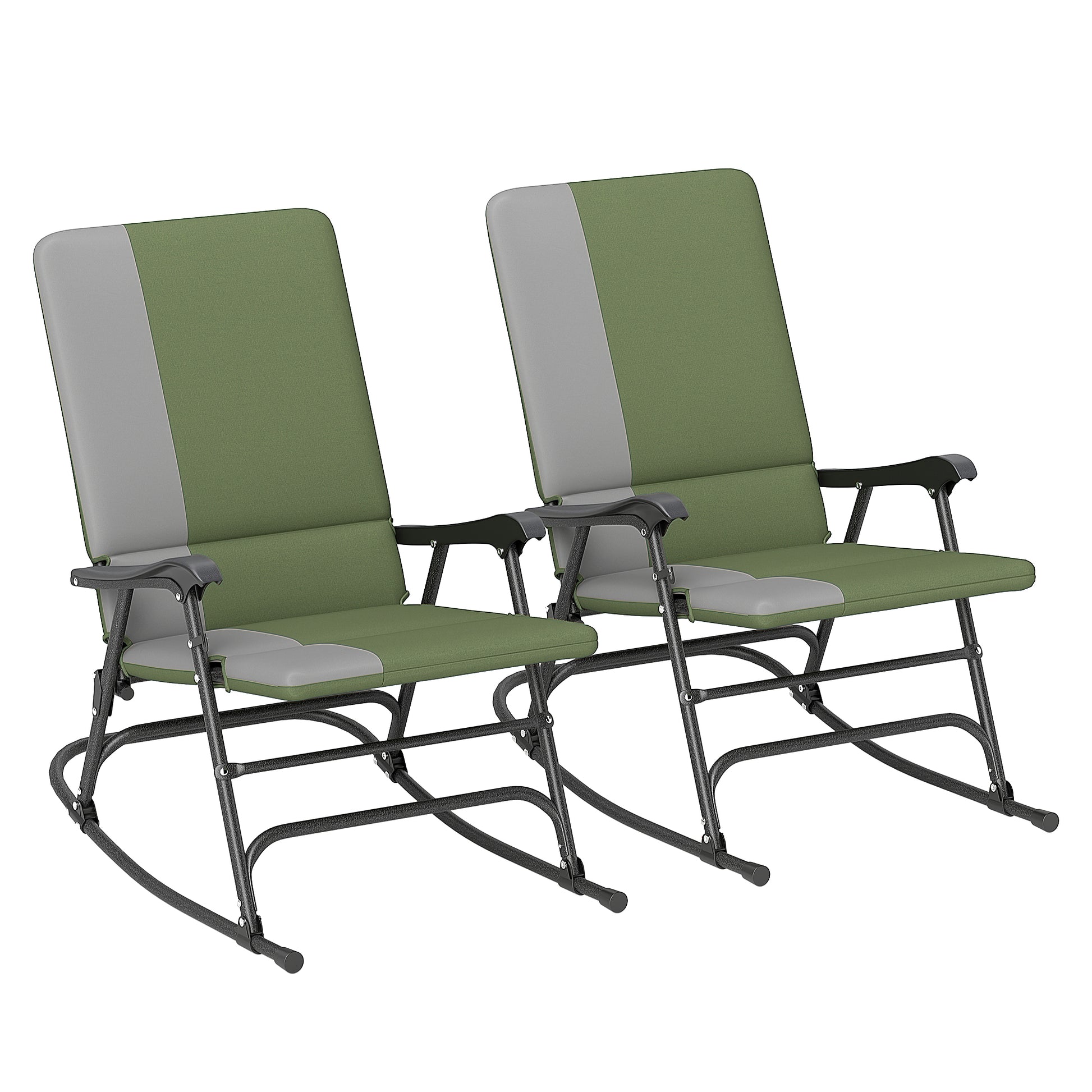 Folding Rocking Chair Set, Oversized Outdoor Rocking Chair with 400 lbs Capacity, Wide Seat, Padded High Back, Green Outdoor Rocking Chairs at Gallery Canada