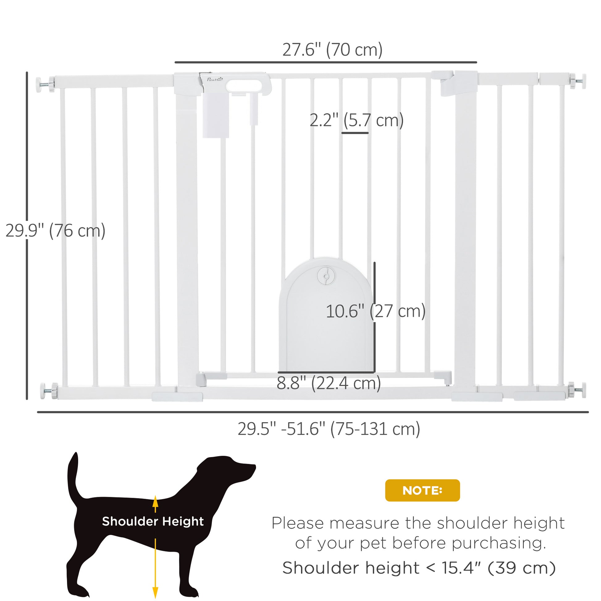 30"-52" Extra Wide Pet Gate Barrier with Small Door, White Houses, Kennels & Pens   at Gallery Canada