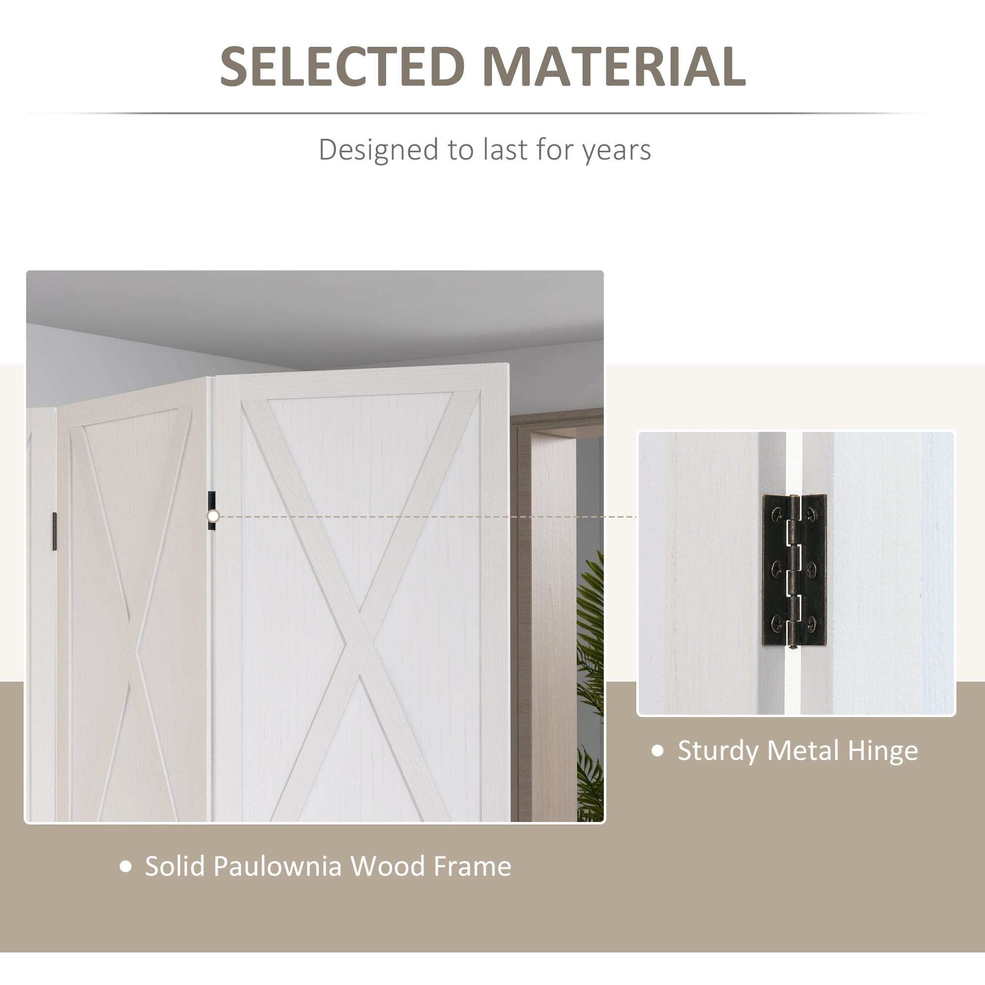 3-panel Wall Partition Farmhouse Room Separator with Foldable Design Wooden Frame 5.6FT, White Room Dividers at Gallery Canada