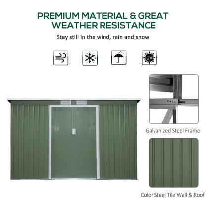 9' x 4' Garden Metal Storage Shed Outdoor Equipment Tool Box with Foundation Ventilation &; Doors, Light Green Sheds   at Gallery Canada