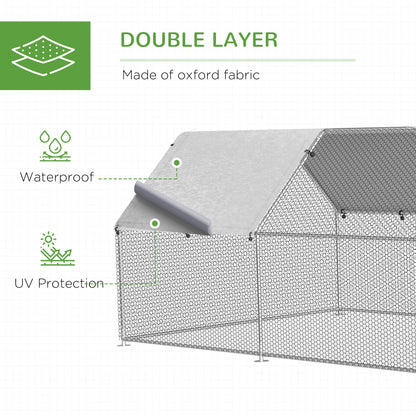 9.2' x 18.7' Metal Chicken Coop, Galvanized Walk-in Hen House, Poultry Cage Outdoor Backyard with Waterproof UV-Protection Cover for Rabbits, Ducks Chicken Coops   at Gallery Canada