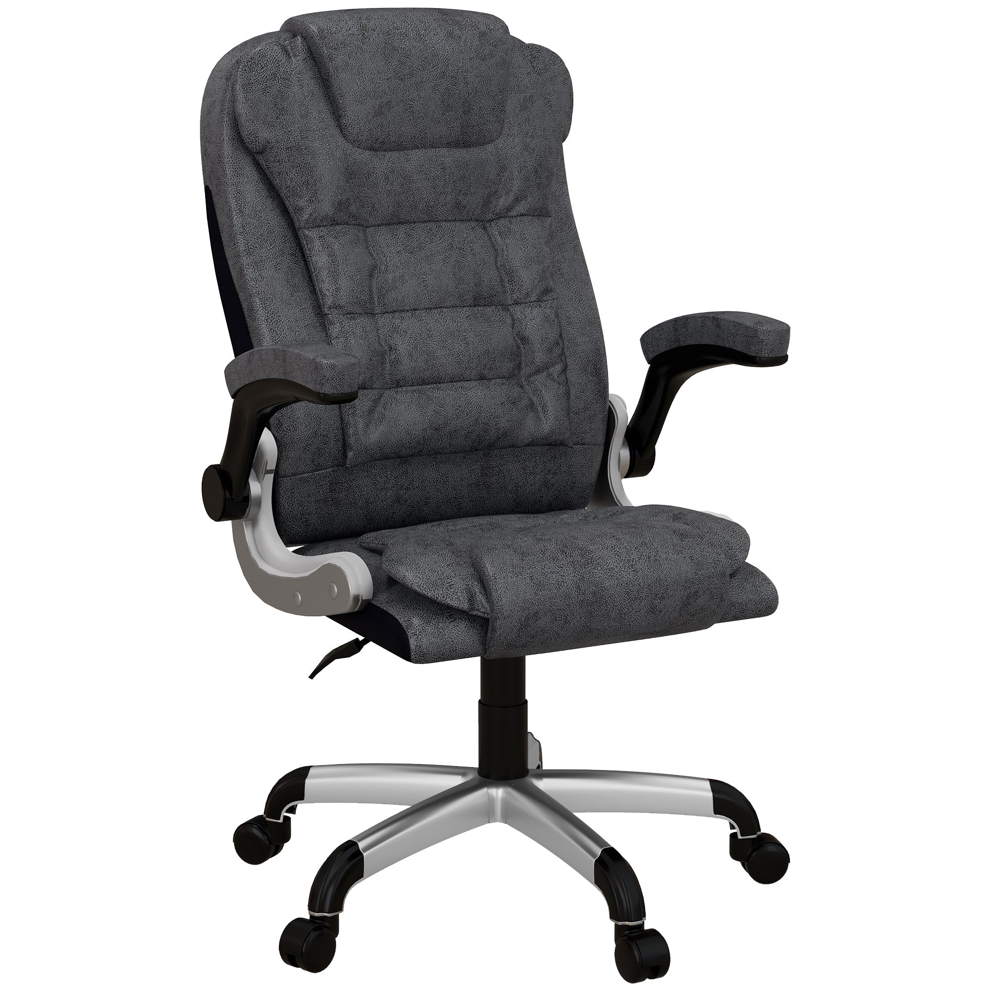 Heavy Duty Microfibre Office Chair, Big and Tall Computer Chair with Flip-up Arm, 400lbs, Charcoal Grey Executive & Manager Chairs Charcaol Grey  at Gallery Canada