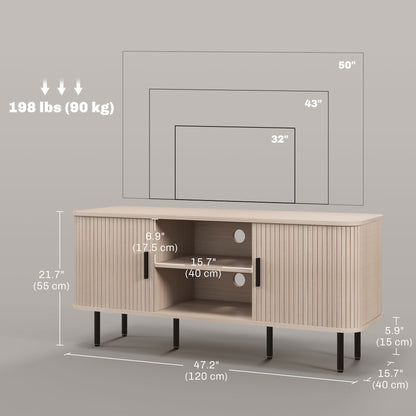 TV Stand Cabinet for TVs up to 55 Inches, TV Unit with Storage Shelves and Cabinets for Living Room, Oak Tone TV Stands   at Gallery Canada