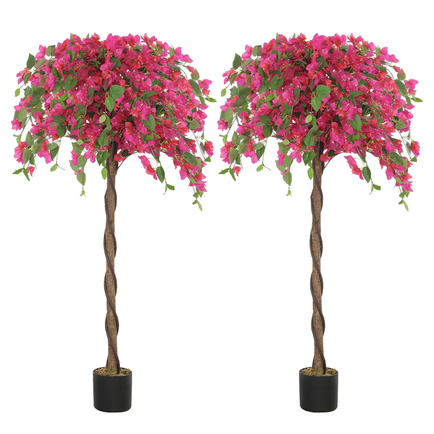 Set of 2 Decorative Artificial Plants, Murraya Flowers in Pots, Fake Plants for Indoor Decor, 59 inch, Purple and Red Artificial Trees at Gallery Canada