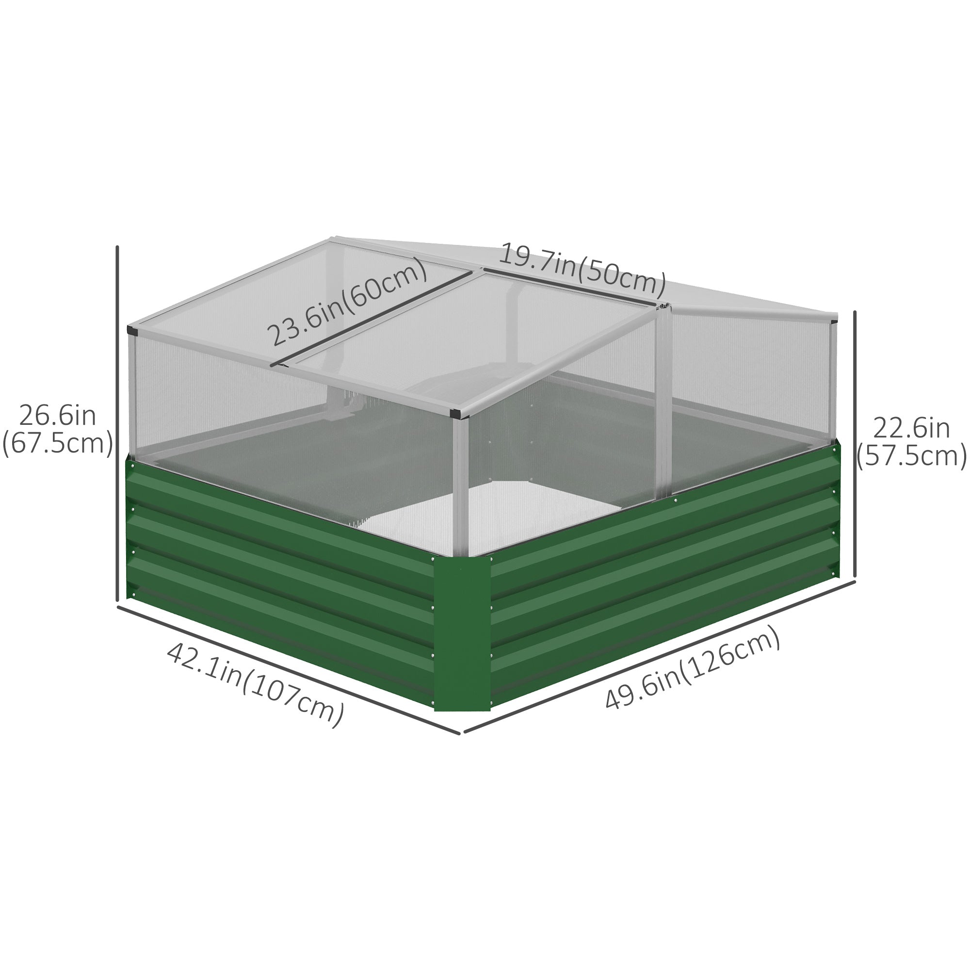 Steel Planters for Outdoor Plants with Greenhouse Galvanized Raised Garden Bed for Flowers, Herbs and Vegetables, Green Galvanized Planter Boxes   at Gallery Canada